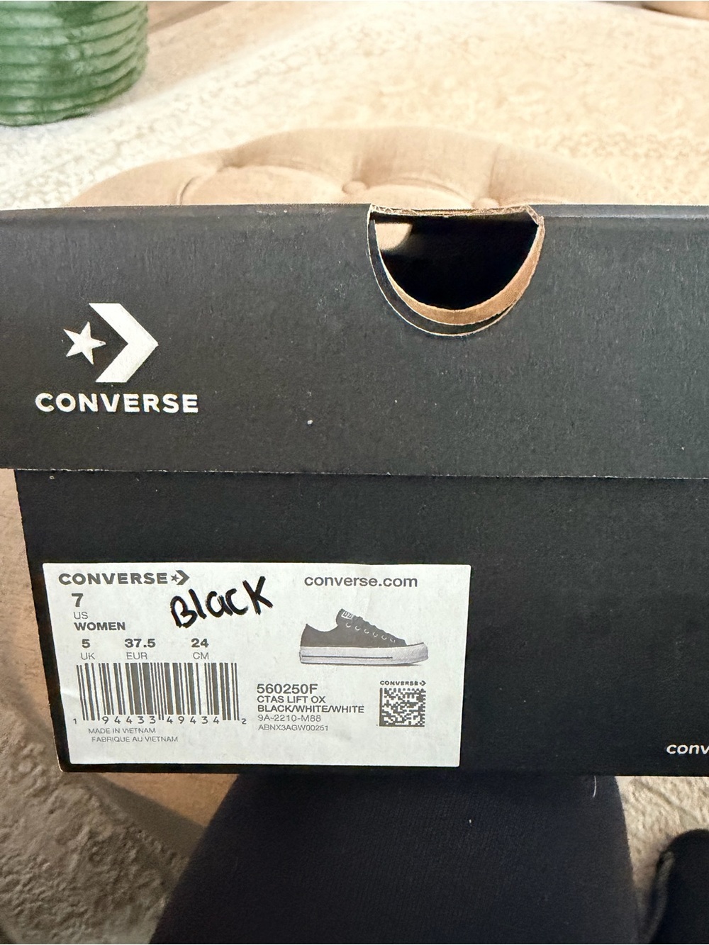 Converse Women's Black & White Platform Low Top Sneakers - Picture 4 of 4